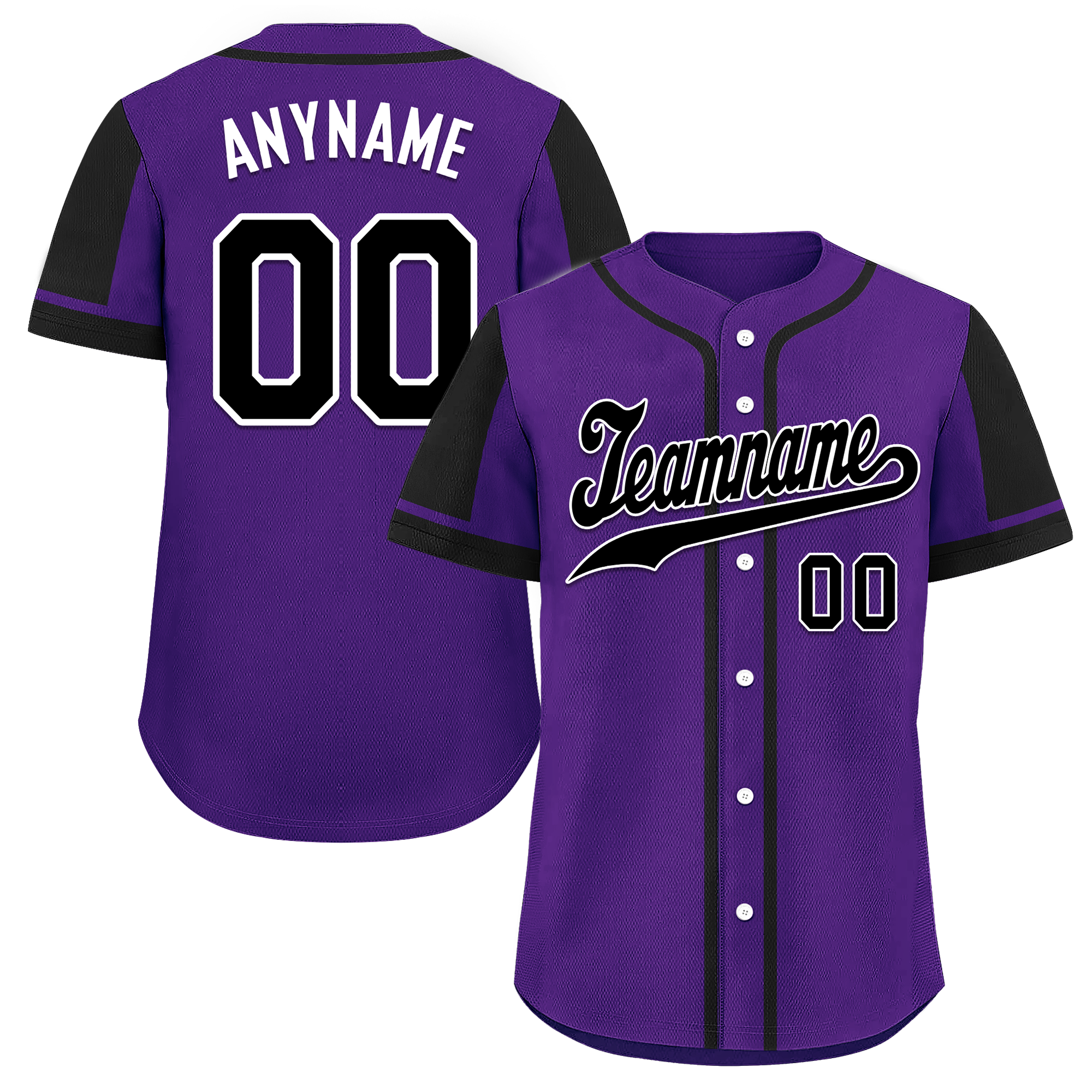 Custom Purple Black Raglan Sleeves Personalized Authentic Baseball Jersey BSBJ01-D017185