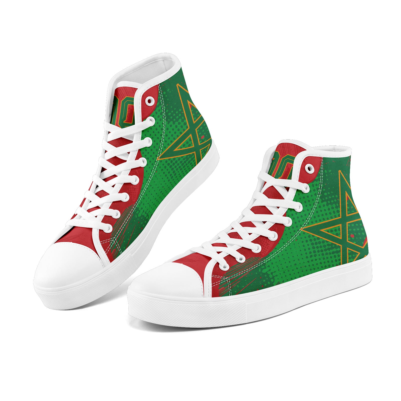 Custom Morocco 2026 World Cup Sneakers DIY Country Flag Running Shoes Lightweight Sport Shoes Gift for Football Fans Personalized Team Name and Logo FN024-F009090-4