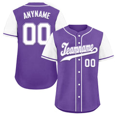 Custom Purple White Raglan Sleeves Personalized Authentic Baseball Jersey BSBJ01-D020200-14