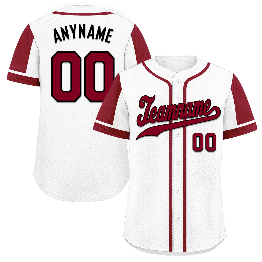 Custom White Red Raglan Sleeves Personalized Authentic Baseball Jersey BSBJ01-D017163