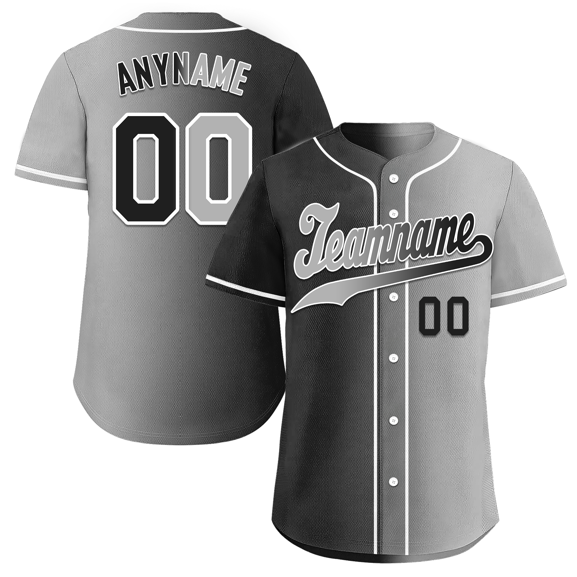 Custom Black Grey Gradient Fashion Personalized Authentic Baseball Jersey BSBJ01-D0a7a07