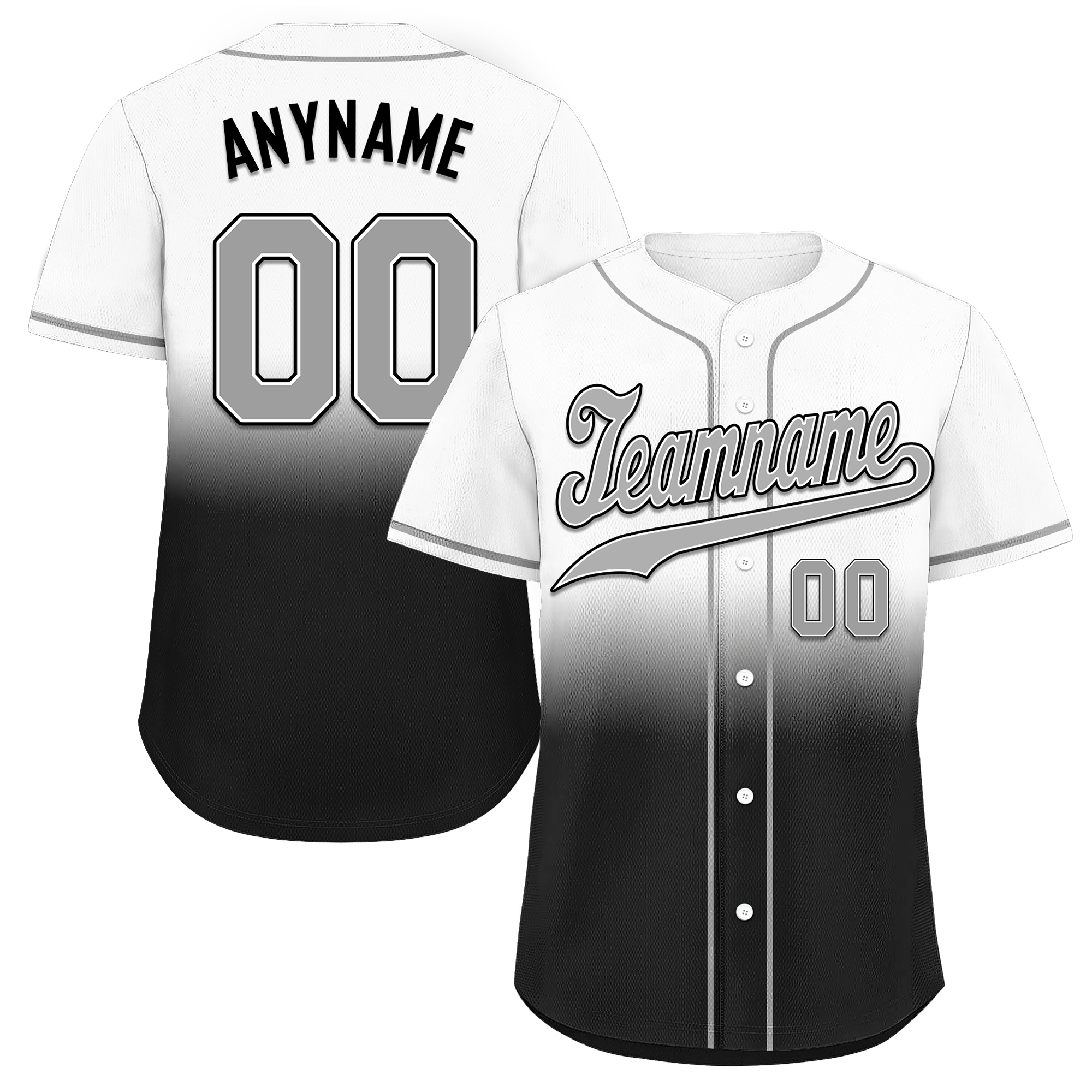 Custom Grey Black Fade Fashion Personalized Authentic Baseball Jersey BSBJ01-D0a70ee