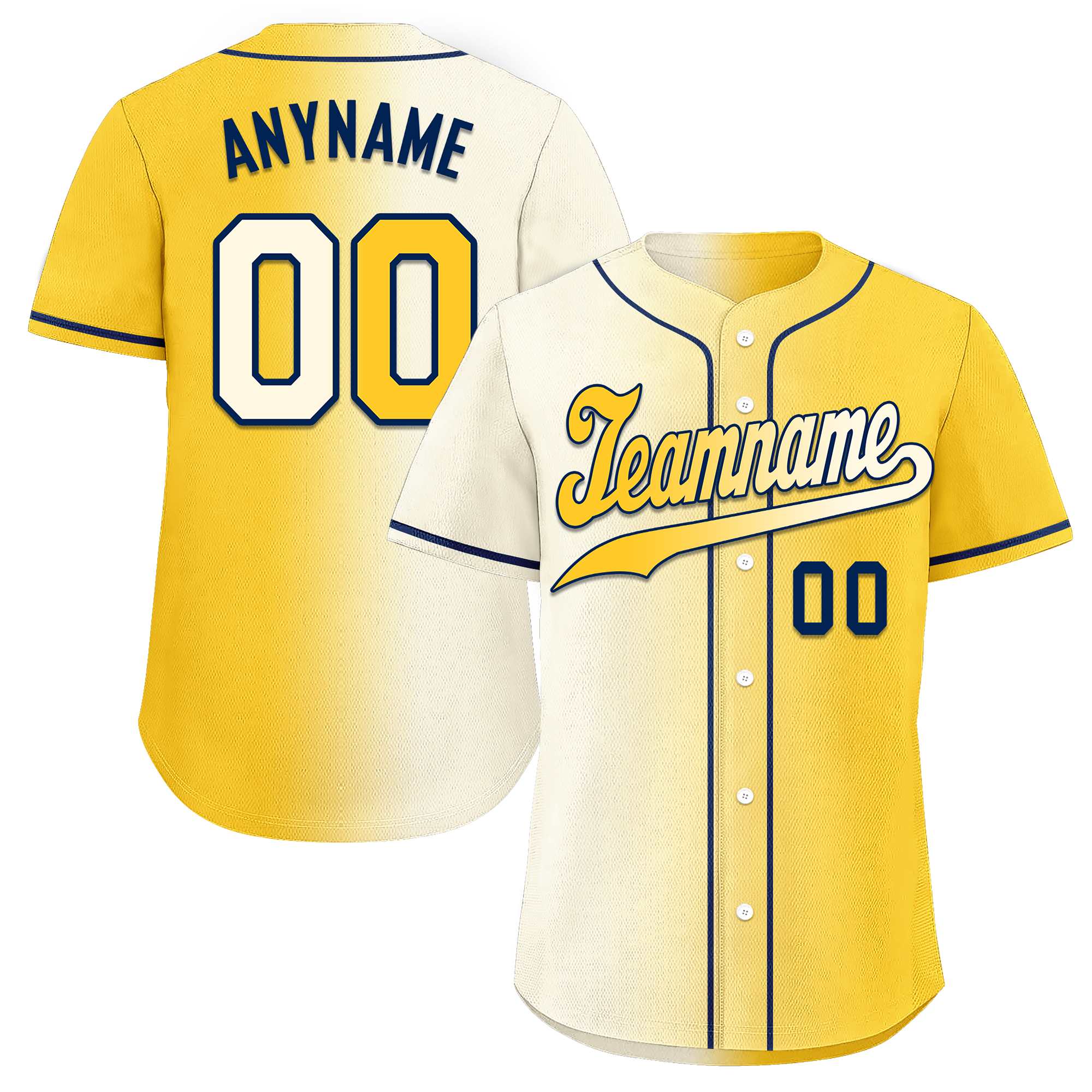 Custom White Yellow Gradient Fashion Personalized Authentic Baseball Jersey BSBJ01-D0a709f