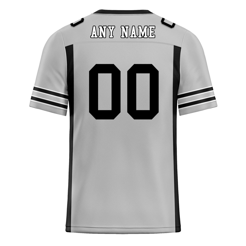 Custom Gray Black Striped Sleeves Personalized Authentic Football Jersey FBJ02-D06055
