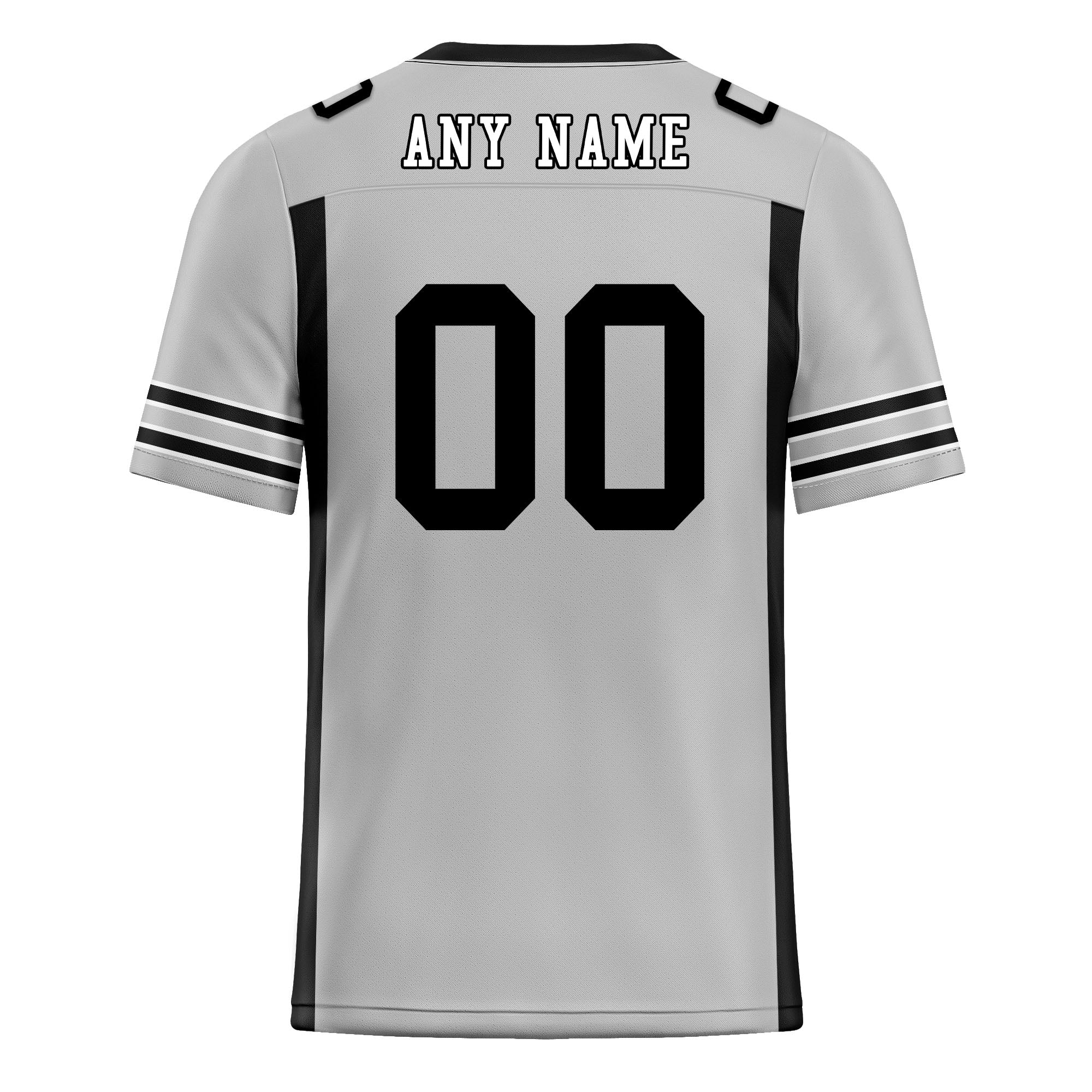 Custom Gray Black Striped Sleeves Personalized Authentic Football Jersey FBJ02-D06055