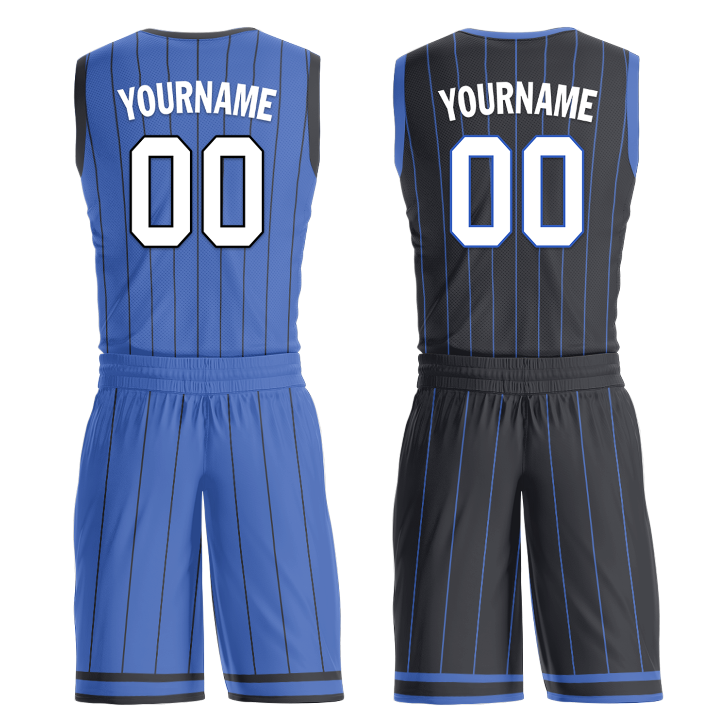 Custom Blue Black Classic Style Reversible Basketball Uniform Personalized COOLMAX BBJR-D017055