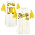 Custom White Yellow Stripe Fashion Personalized Authentic Baseball Jersey BSBJ01-D017241