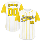 Custom White Yellow Stripe Fashion Personalized Authentic Baseball Jersey BSBJ01-D017241