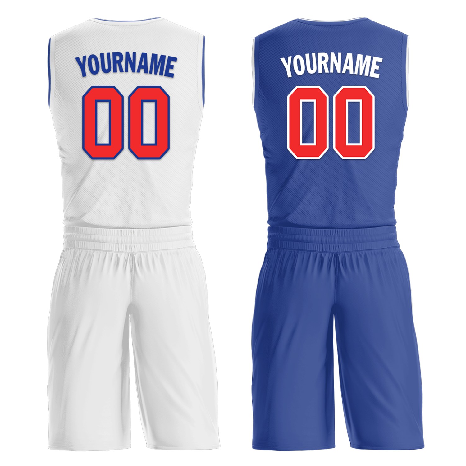Custom White Blue Classic Style Reversible Basketball Uniform Personalized COOLMAX BBJR-D017020