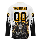 Custom White Black Gold Gothic Personalized Hockey Jersey HCKJ01-E0601-13