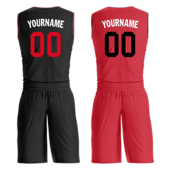 Custom Black Red Classic Style Reversible Basketball Uniform Personalized Ordinary BBJR-D017018