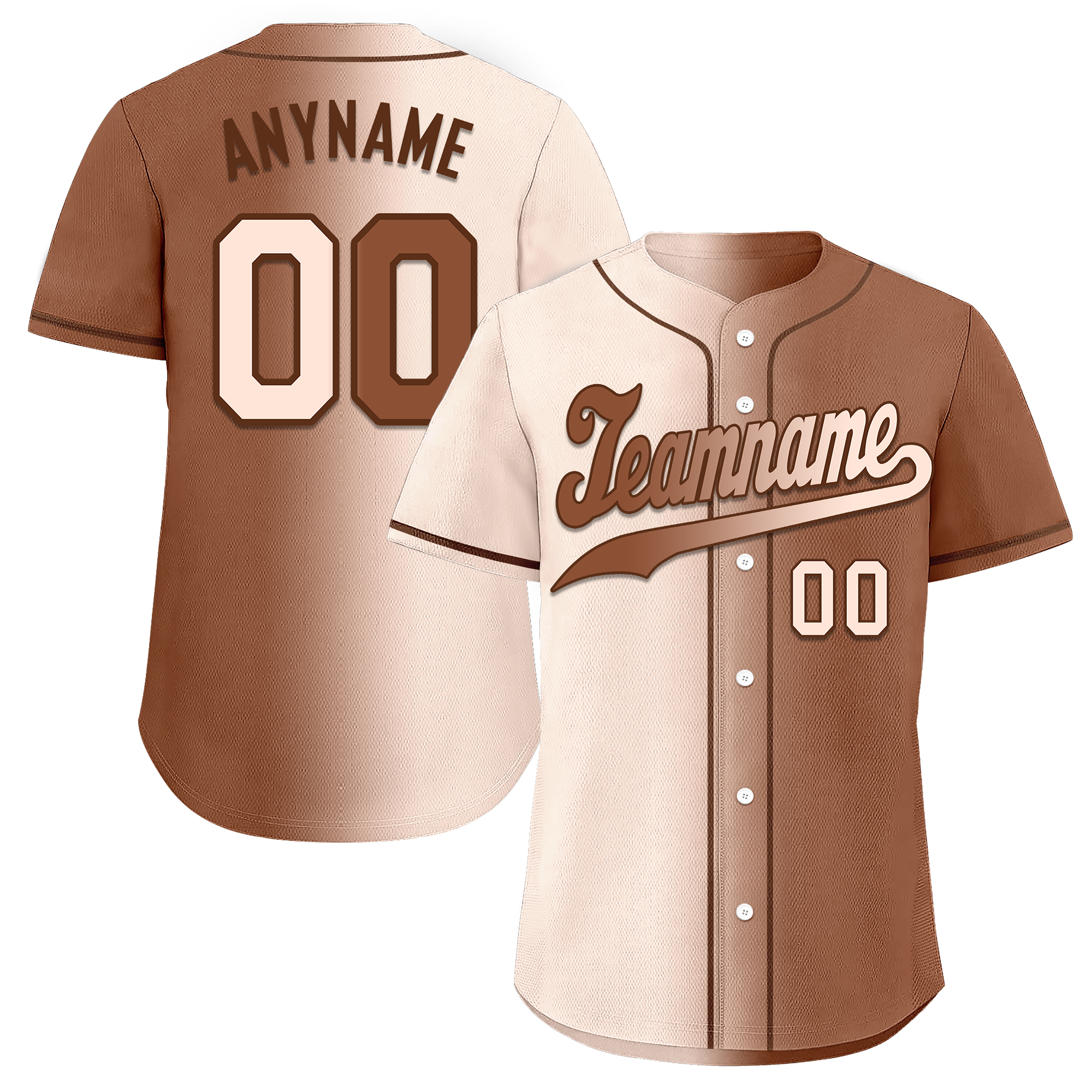 Custom Beige Brown Gradient Fashion Personalized Authentic Baseball Jersey BSBJ01-D0a708e