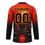 Custom Red Black Orange Gothic Personalized Hockey Jersey HCKJ01-E0601-07