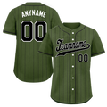 Custom Green Stripe Embroidered Baseball Jersey