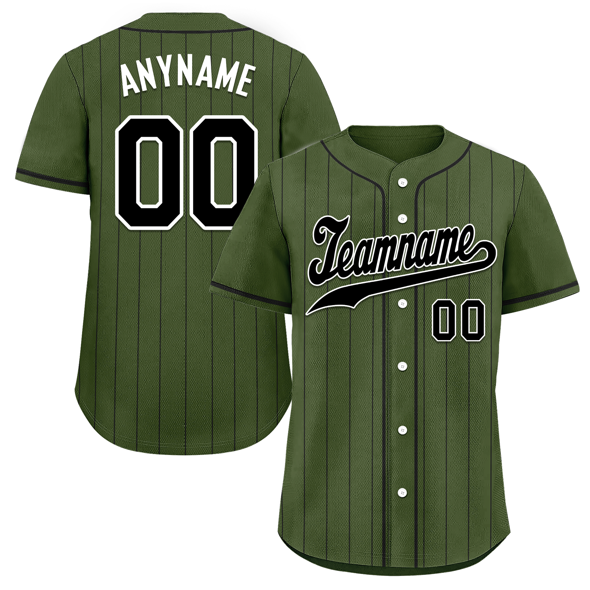 Custom Green Stripe Embroidered Baseball Jersey