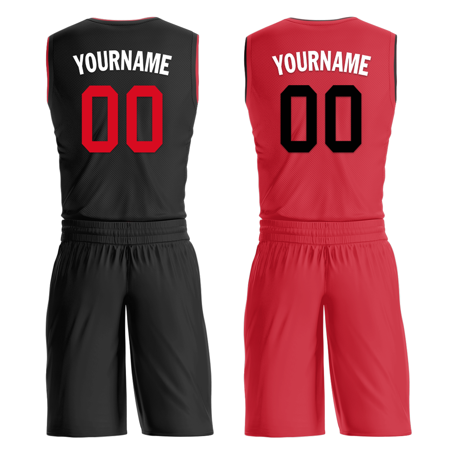 Custom Black Red Classic Style Reversible Basketball Uniform Personalized COOLMAX BBJR-D017018
