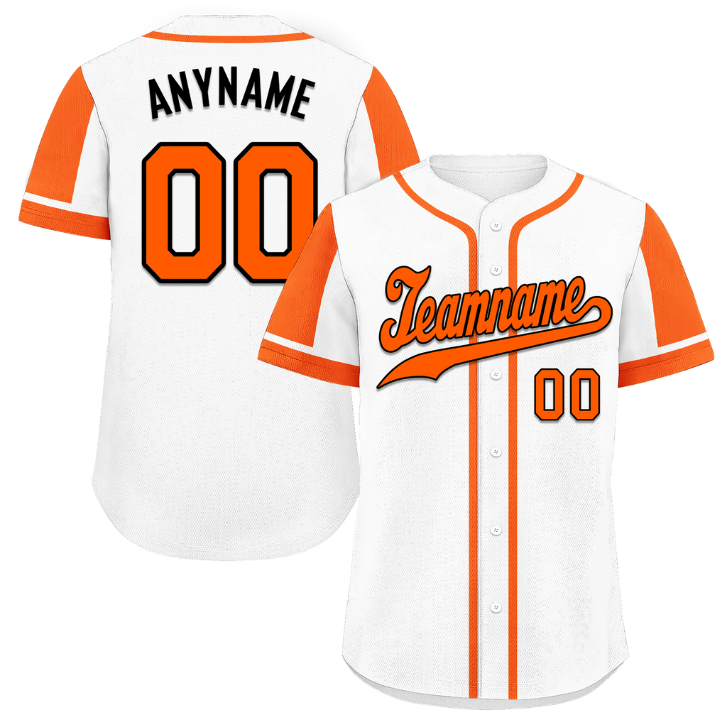 Custom White Orange Raglan Sleeves Personalized Authentic Baseball Jersey BSBJ01-D017166