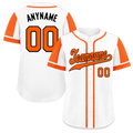 Custom White Orange Raglan Sleeves Personalized Authentic Baseball Jersey BSBJ01-D017166