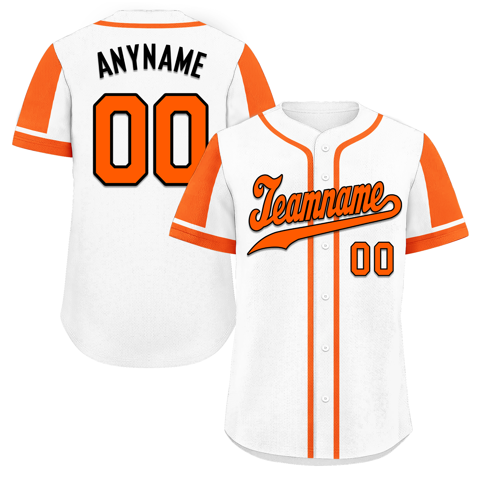 Custom White Orange Raglan Sleeves Personalized Authentic Baseball Jersey BSBJ01-D017166