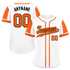 Custom White Orange Raglan Sleeves Personalized Authentic Baseball Jersey BSBJ01-D017166