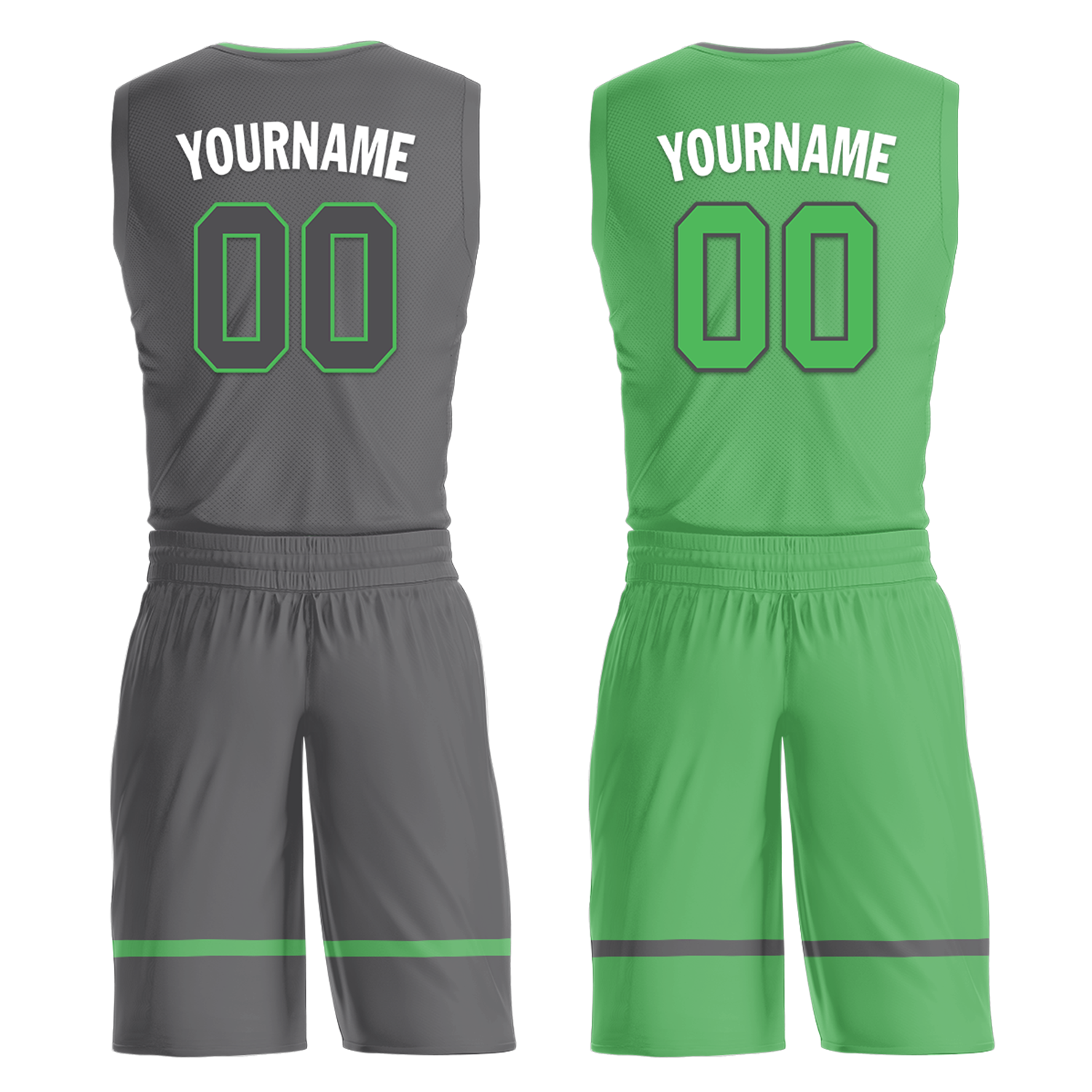Custom Gray Green Classic Style Reversible Basketball Uniform Personalized Ordinary BBJR-D017046