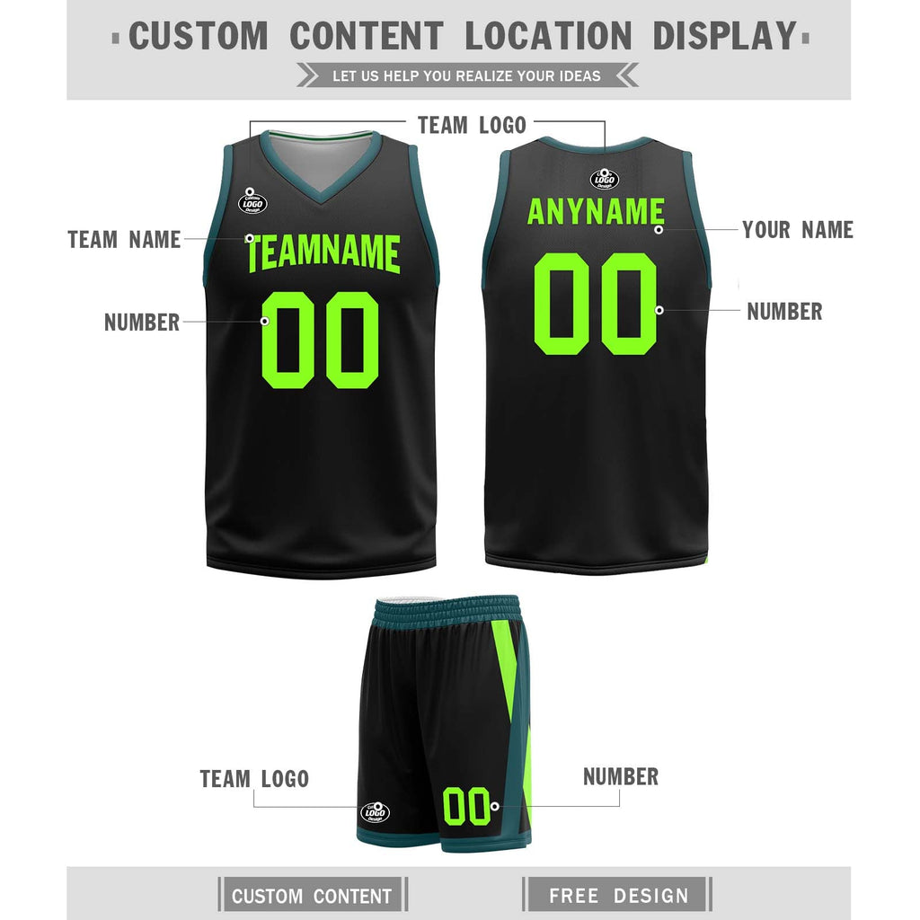 Custom Black Green Boston City Edition Personalized Reversible Basketball Set Sports Basketball Jersey BBJ01R-D0610-2-COOLMAX