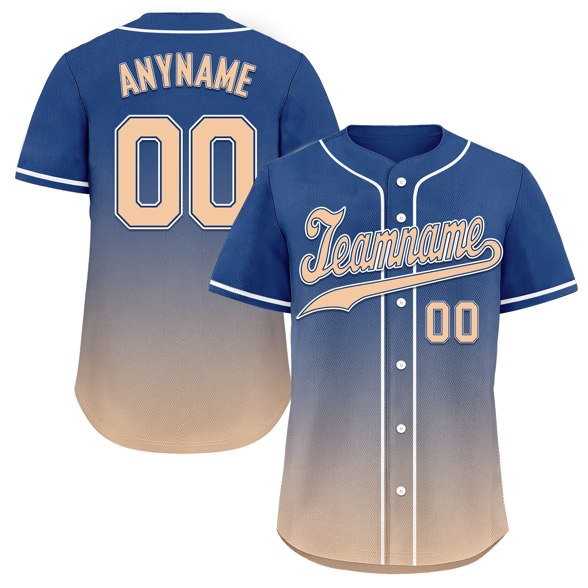Custom Blue Beige Fade Fashion Personalized Authentic Baseball Jersey BSBJ01-D0a70da