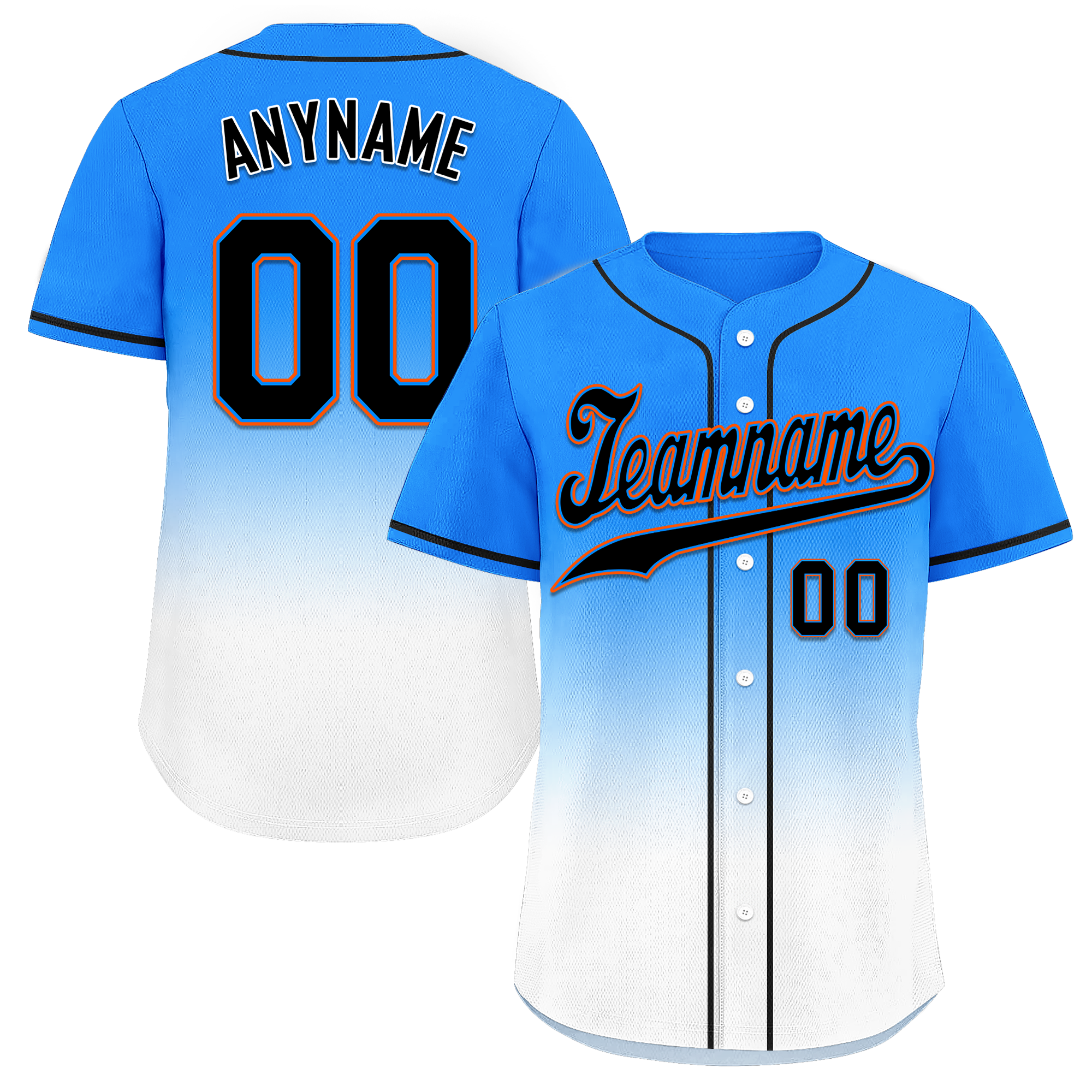 Custom Blue White Fade Fashion Personalized Authentic Baseball Jersey BSBJ01-D0a70ef