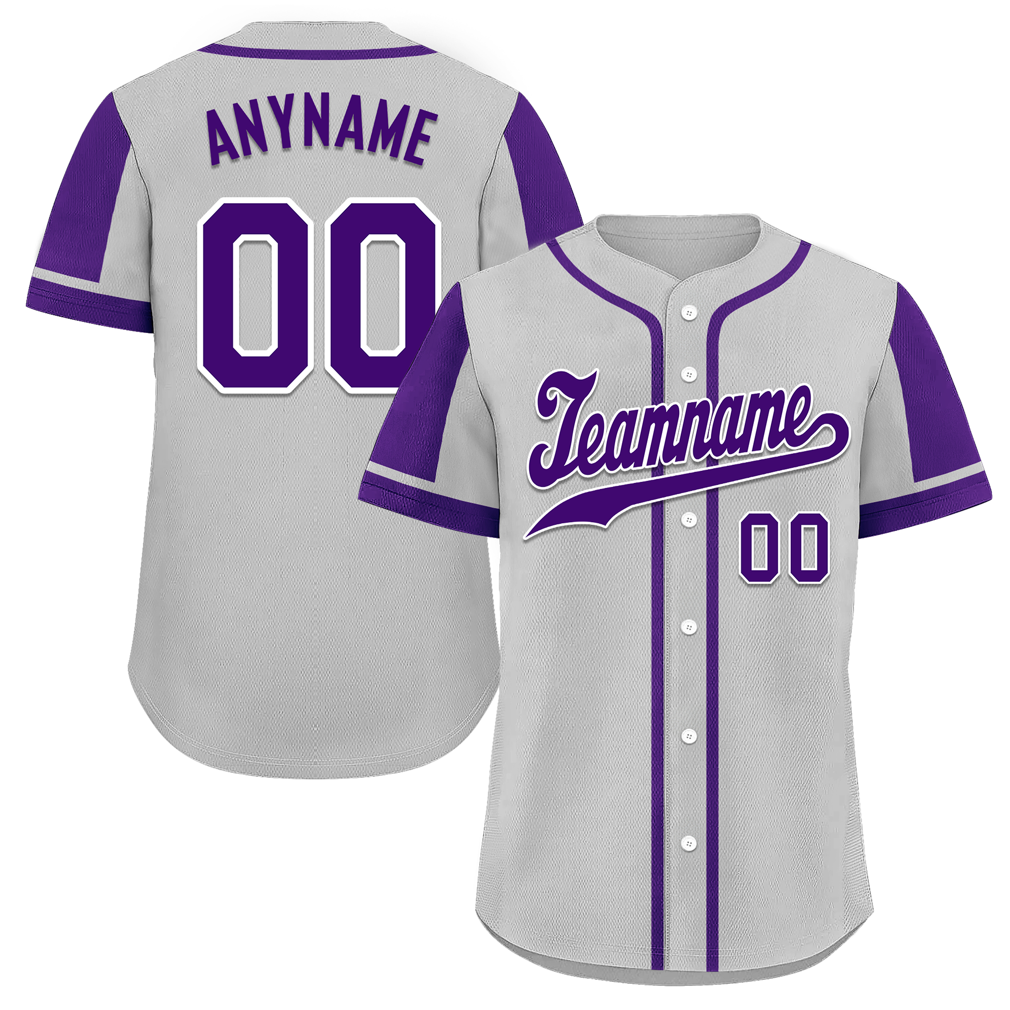 Custom Gray Purple Raglan Sleeves Personalized Authentic Baseball Jersey BSBJ01-D017186