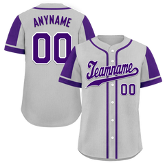 Custom Gray Purple Raglan Sleeves Personalized Authentic Baseball Jersey BSBJ01-D017186