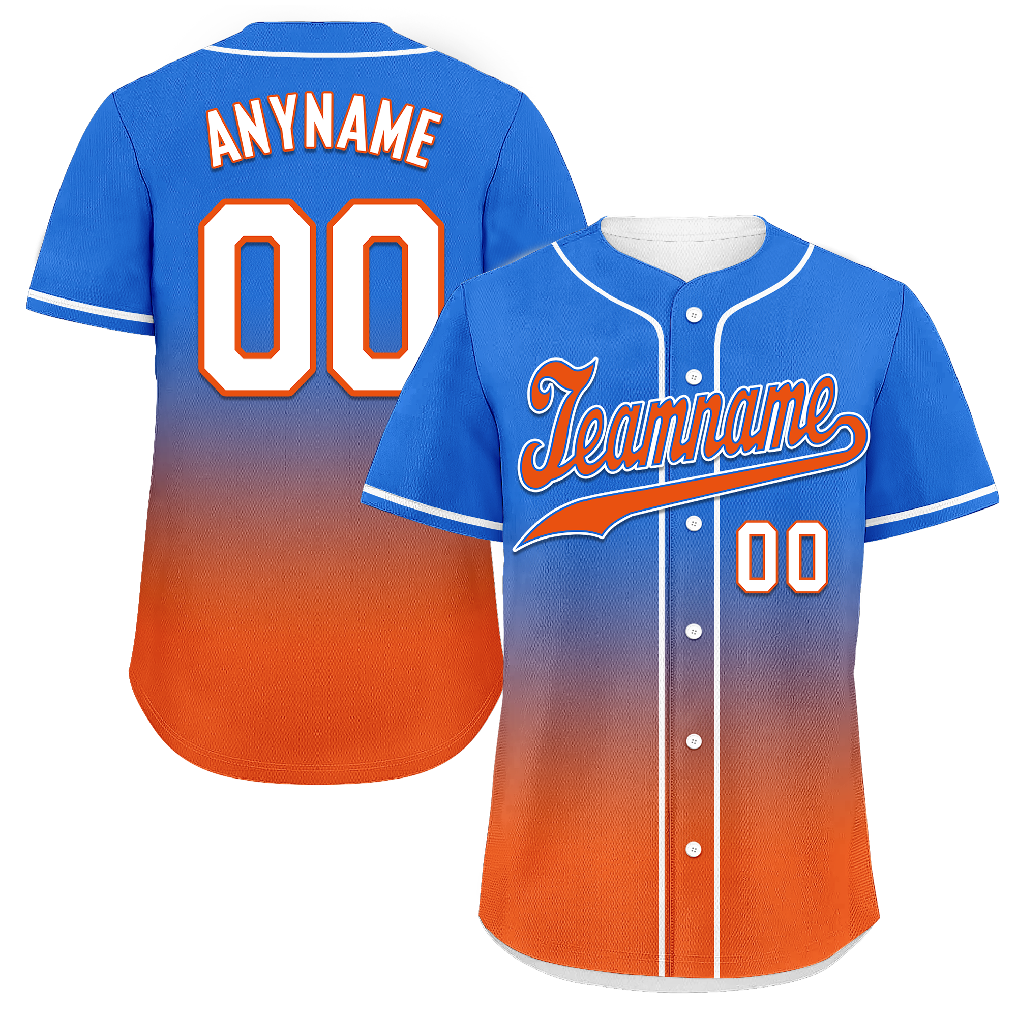 Custom Blue Orange Fade Fashion Personalized Authentic Baseball Jersey BSBJ01-D0a70b7