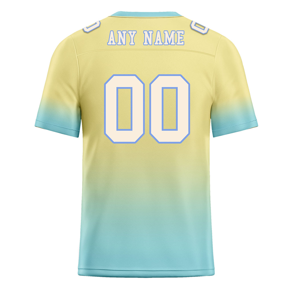 Custom Cream Turquoise Fade Fashion Personalized Authentic Football Jersey FBJ02-D06106