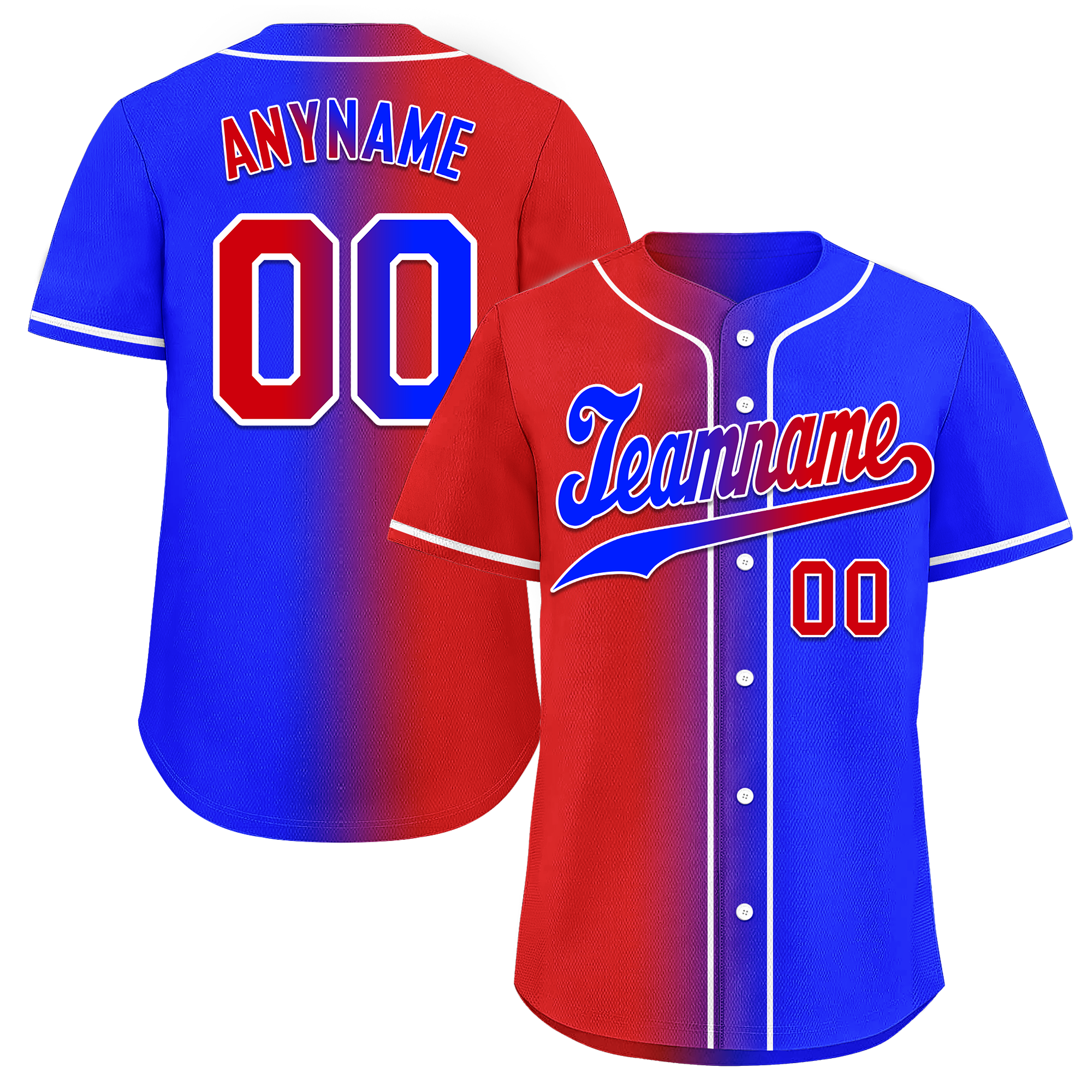 Custom Red Blue Gradient Fashion Personalized Authentic Baseball Jersey BSBJ01-D0a707b