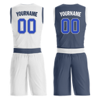 Custom White Blue Classic Style Reversible Basketball Uniform Personalized COOLMAX BBJR-D017054