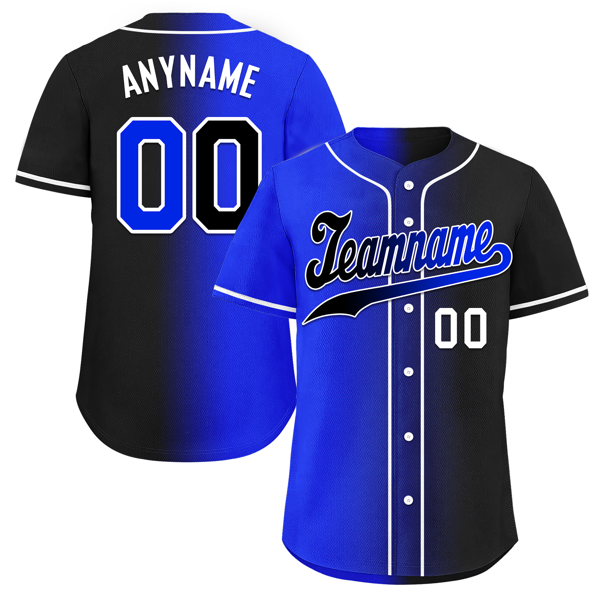 Custom Blue Black Gradient Fashion Personalized Authentic Baseball Jersey BSBJ01-D0a709e