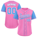 Custom Pink Blue Stripe Fashion Personalized Authentic Baseball Jersey BSBJ01-D017229