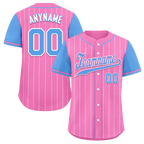 Custom Pink Blue Stripe Fashion Personalized Authentic Baseball Jersey BSBJ01-D017229