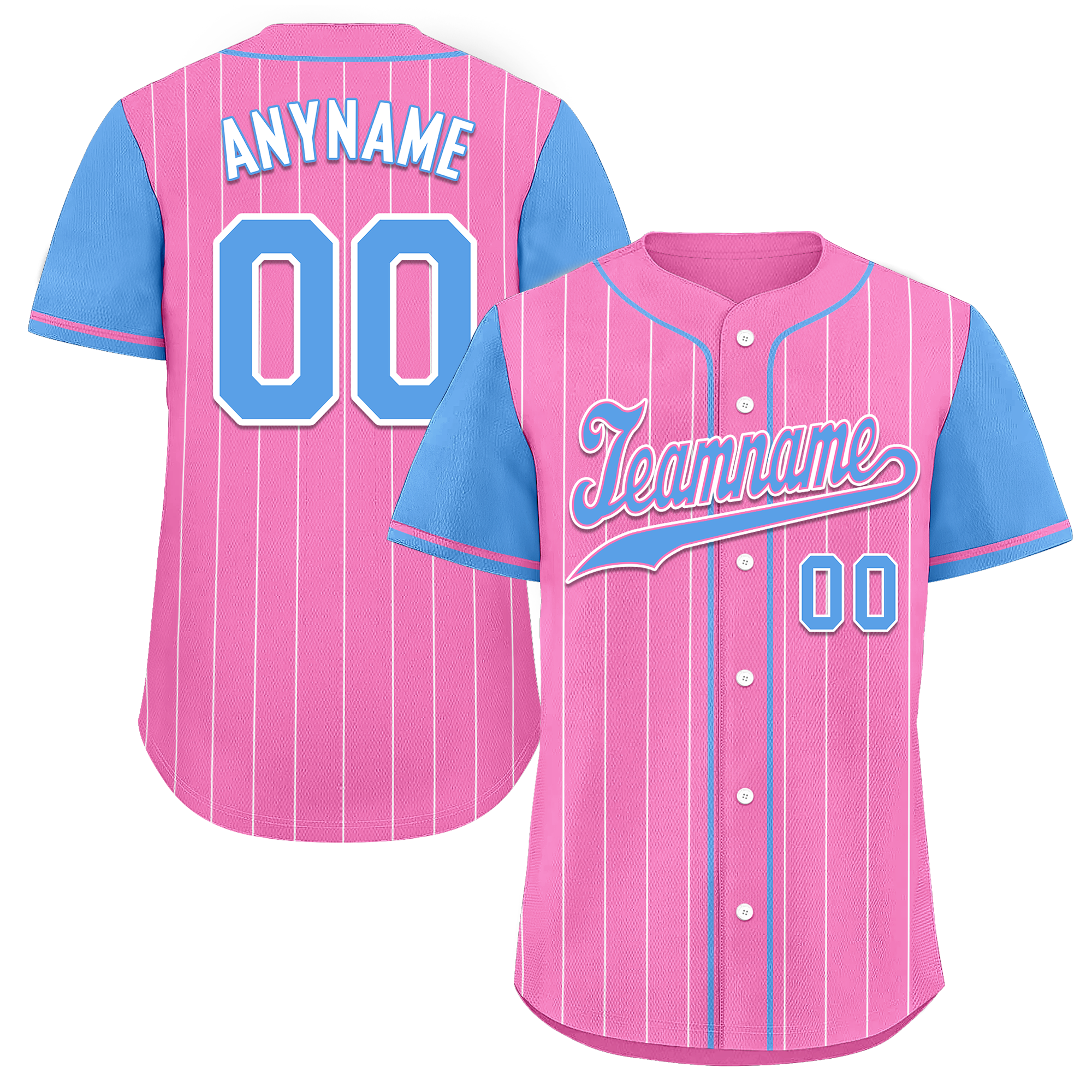 Custom Pink Blue Stripe Fashion Personalized Authentic Baseball Jersey BSBJ01-D017229