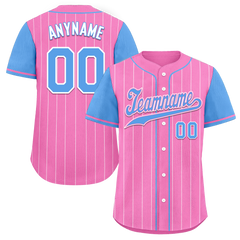 Custom Pink Blue Stripe Fashion Personalized Authentic Baseball Jersey BSBJ01-D017229