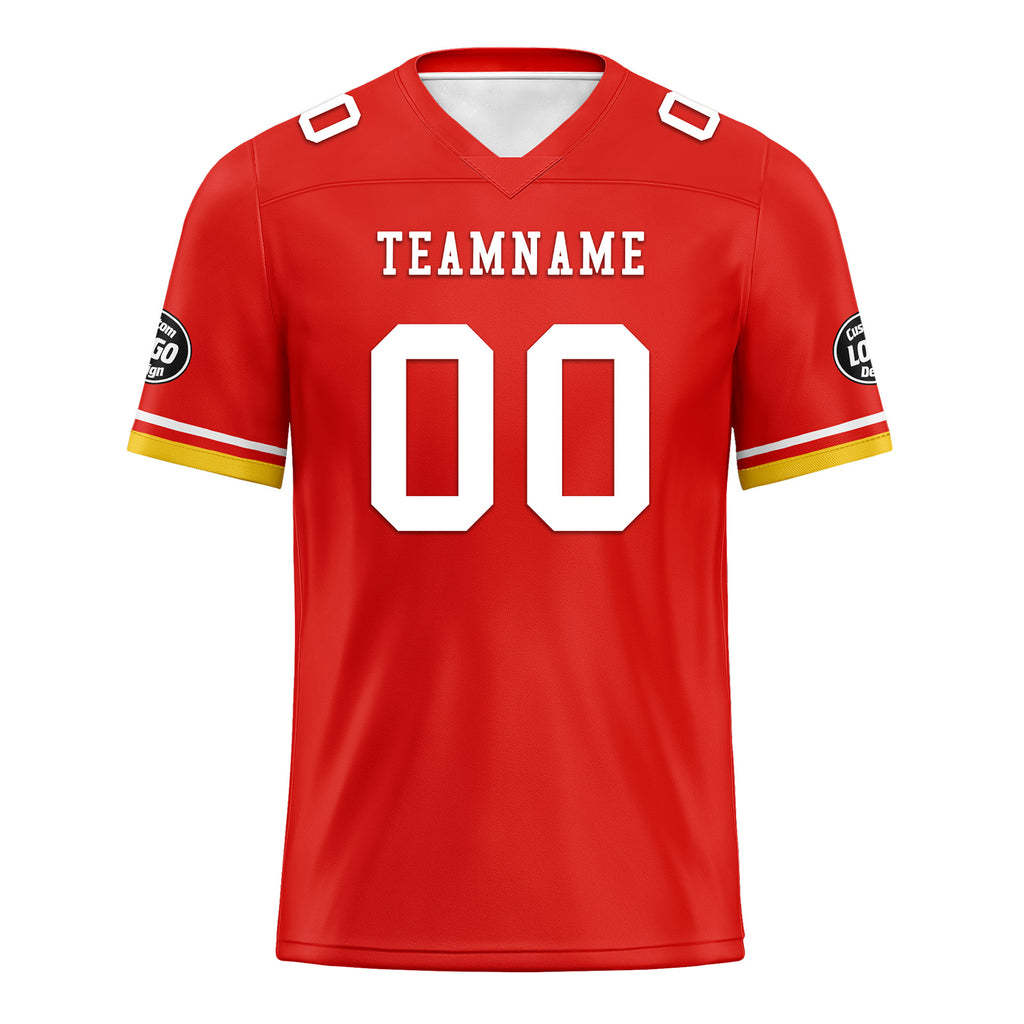Custom Red Yellow Kansas City Football Jersey and Firesoul Sports Shoes Combo Offer Personalized Combo ZH-D020273-18