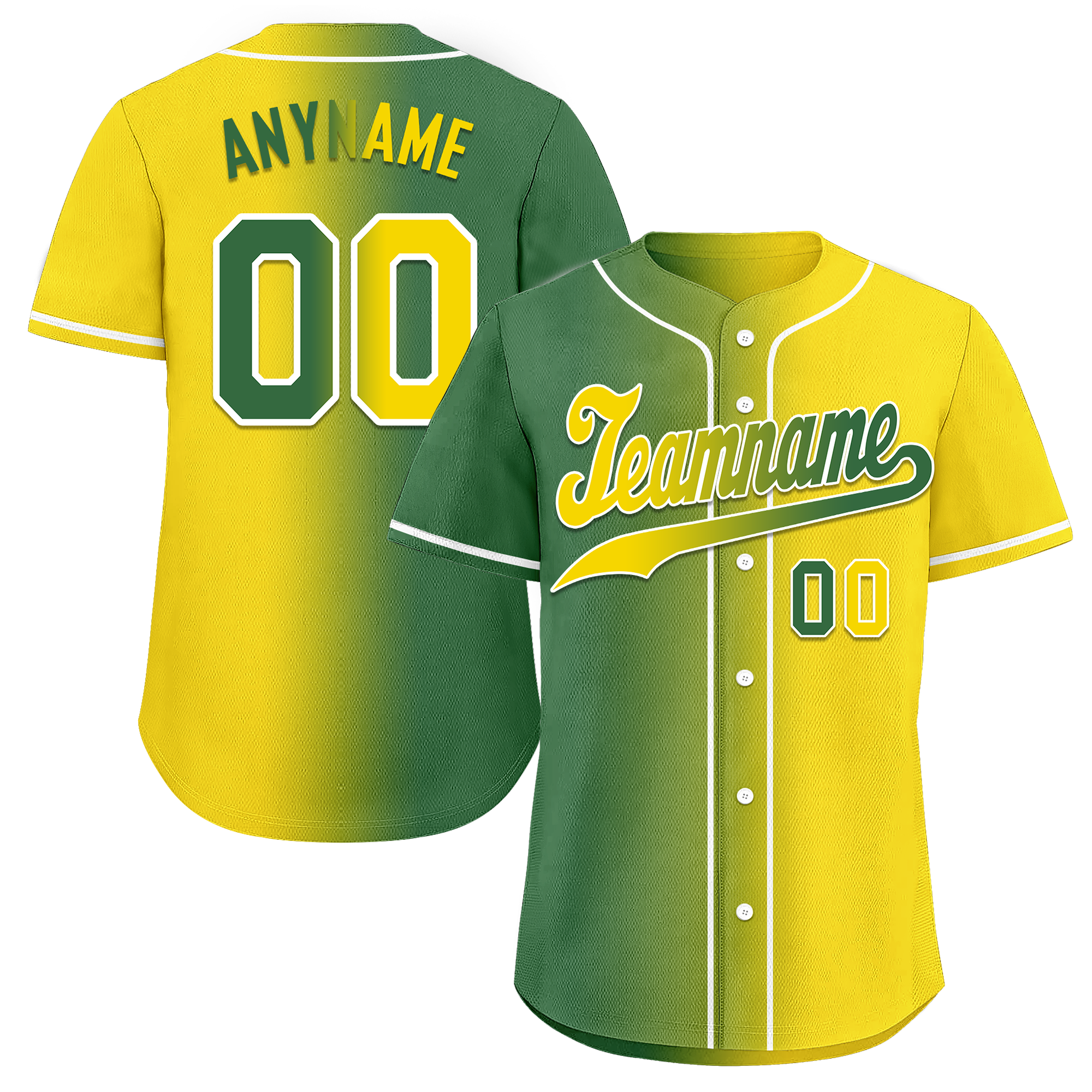 Custom Green Yellow Gradient Fashion Personalized Authentic Baseball Jersey BSBJ01-D0a707d