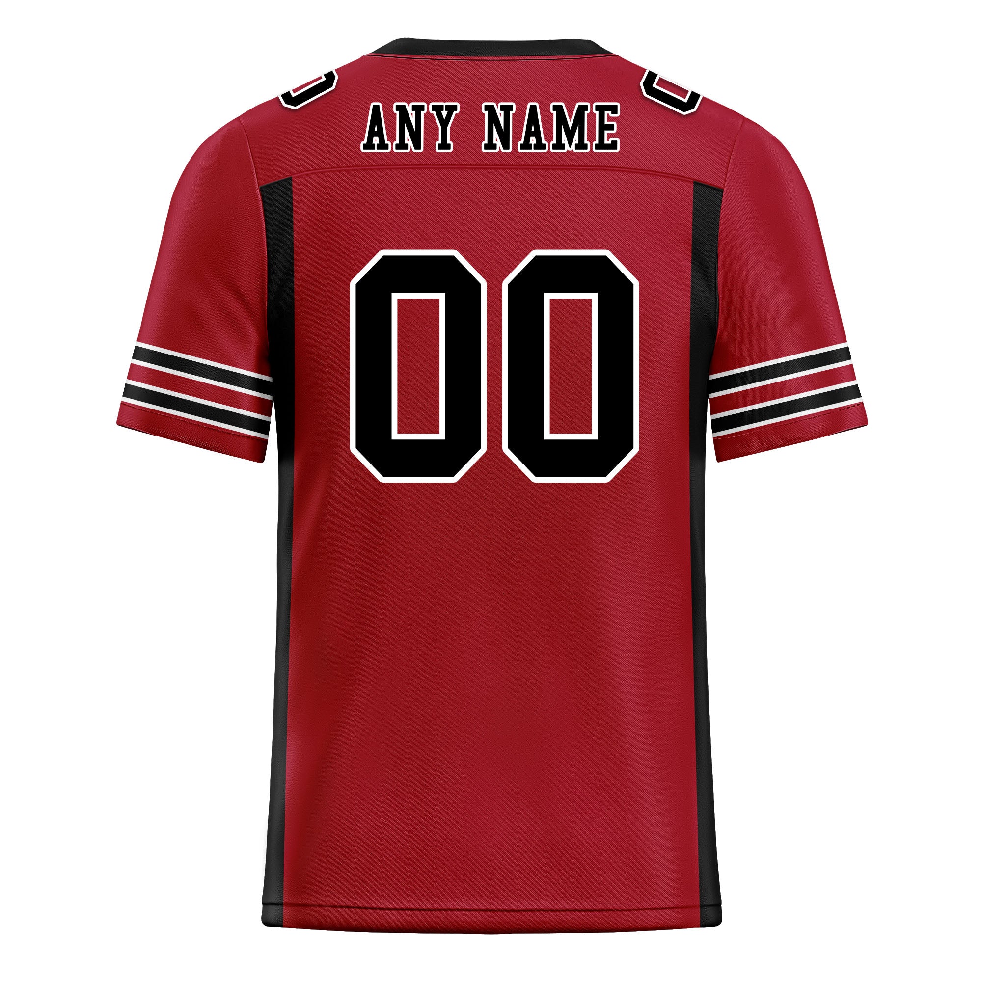 Custom Black Red Striped Sleeves Personalized Authentic Football Jersey FBJ02-D06049