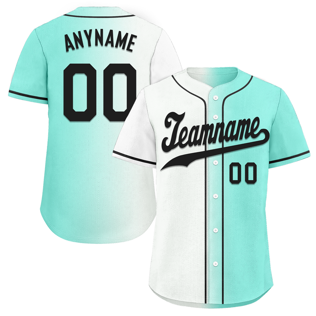 Custom White Green Gradient Fashion Personalized Authentic Baseball Jersey BSBJ01-D0a7aa7