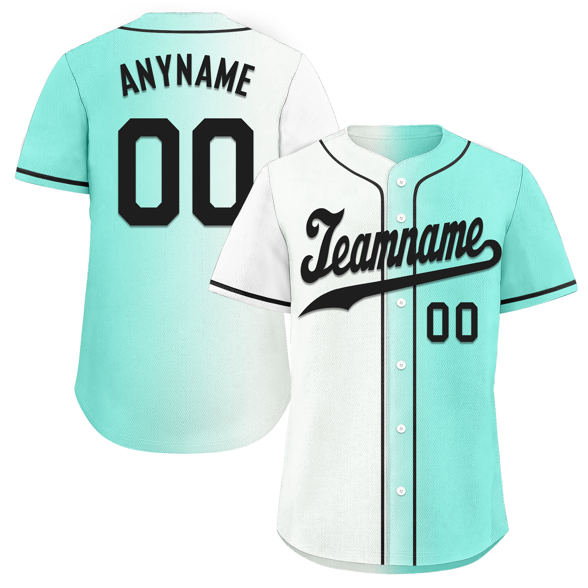 Custom White Green Gradient Fashion Personalized Authentic Baseball Jersey BSBJ01-D0a7aa7