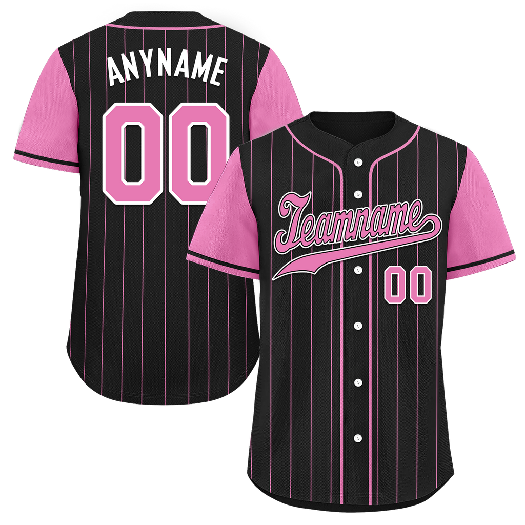 Custom Black Pink Stripe Fashion Personalized Authentic Baseball Jersey BSBJ01-D017226