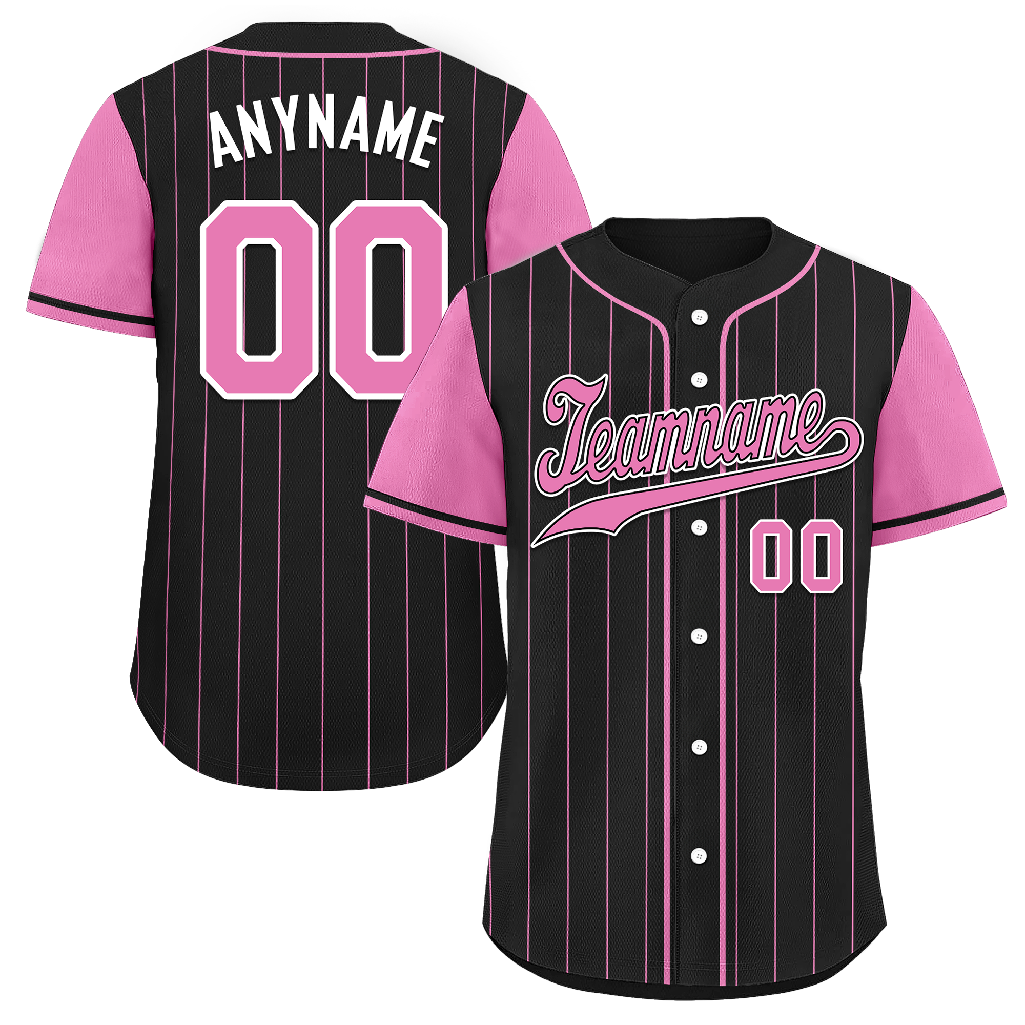 Custom Black Pink Stripe Fashion Personalized Authentic Baseball Jersey BSBJ01-D017226