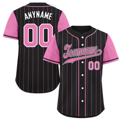 Custom Black Pink Stripe Fashion Personalized Authentic Baseball Jersey BSBJ01-D017226