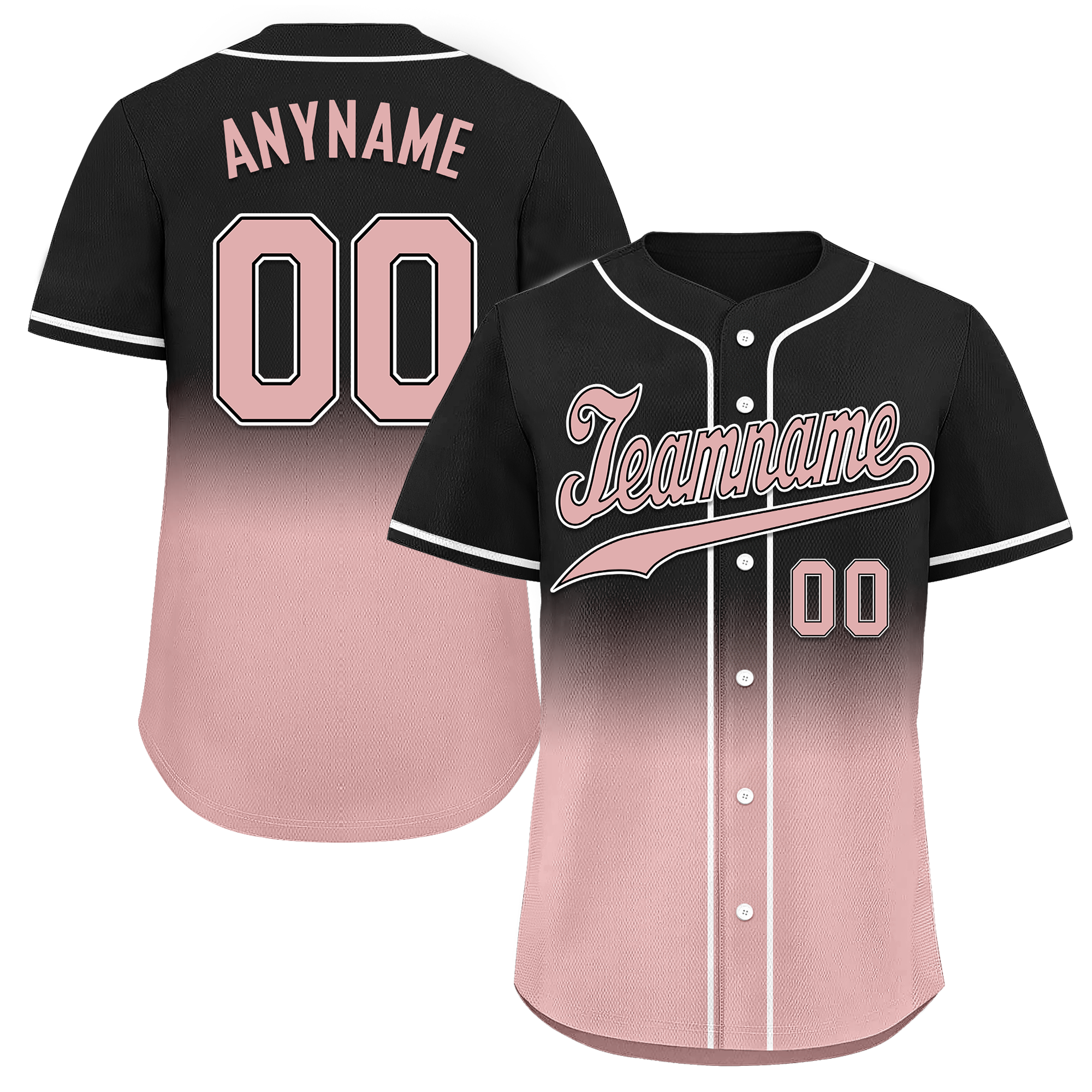 Custom Black Pink Fade Fashion Personalized Authentic Baseball Jersey BSBJ01-D0a70d9