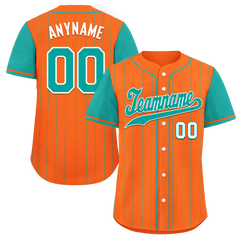 Custom Orange Cyan Stripe Fashion Personalized Authentic Baseball Jersey BSBJ01-D017234