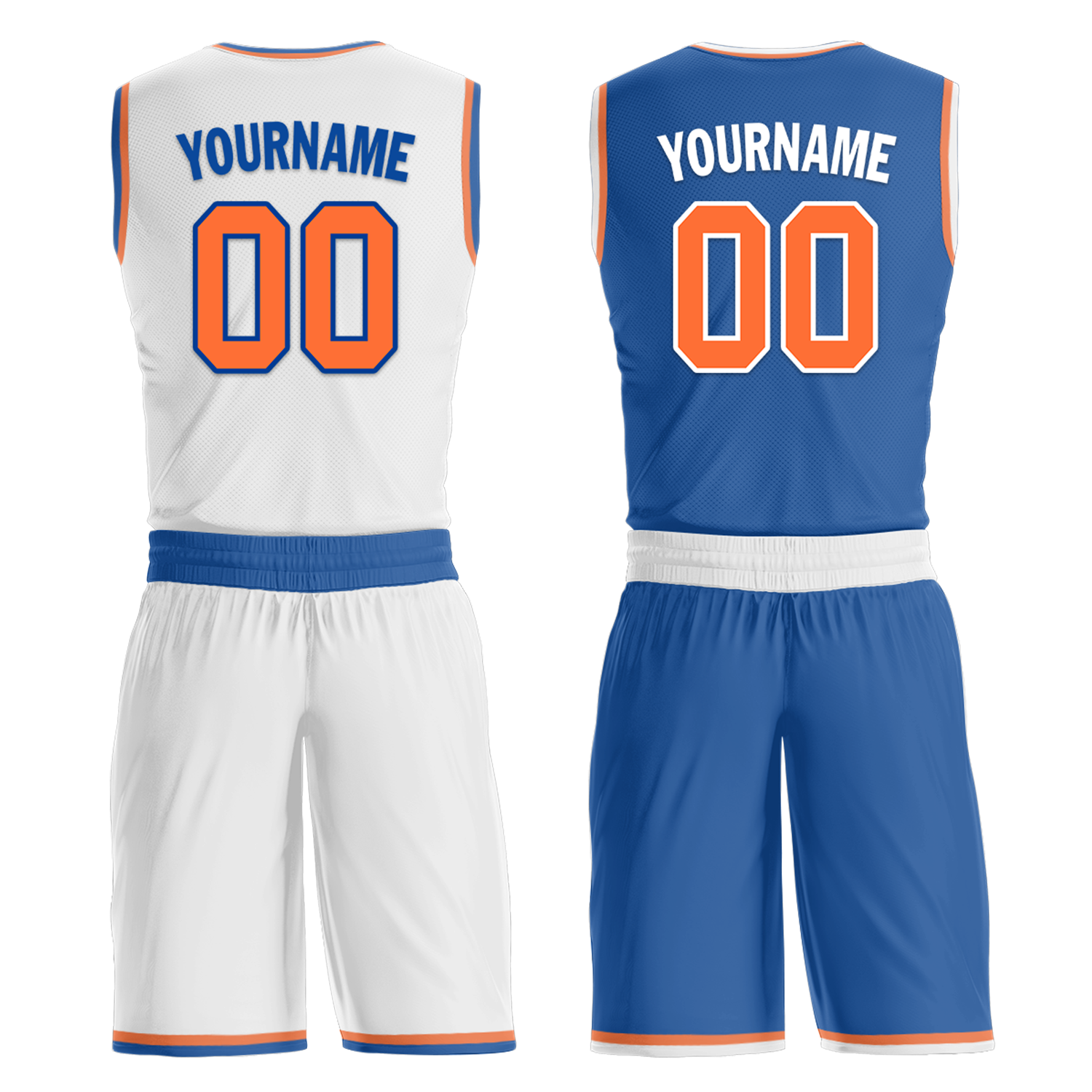 Custom White Blue Classic Style Reversible Basketball Uniform Personalized Ordinary BBJR-D017016